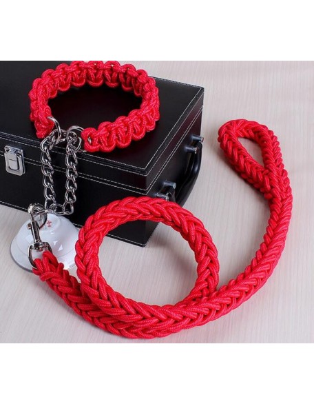 Large Dog Collar-Set Traction-Rope Leashes P-Chain Metal for Big Buckle