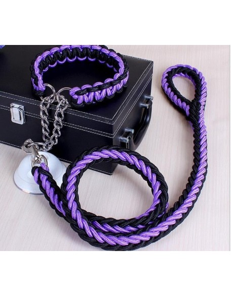 Large Dog Collar-Set Traction-Rope Leashes P-Chain Metal for Big Buckle