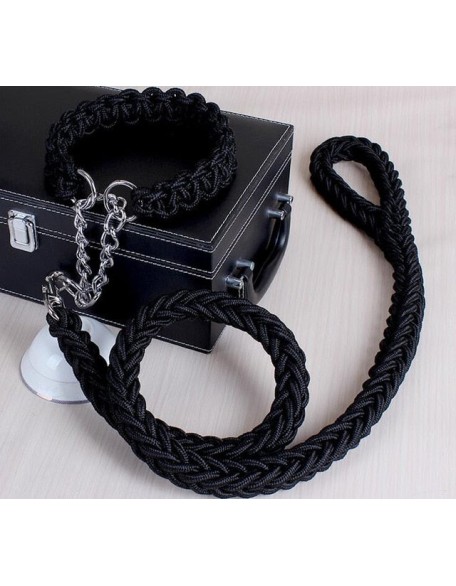 Large Dog Collar-Set Traction-Rope Leashes P-Chain Metal for Big Buckle