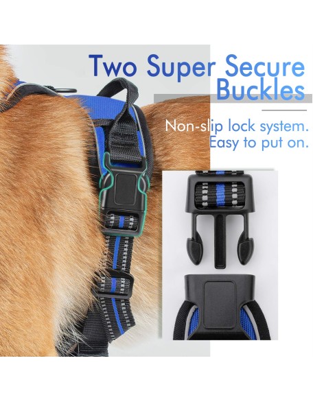 Dog Harness, No-Pull Pet Harness with 2 Leash Clips, Adjustable Soft Padded Dog Vest