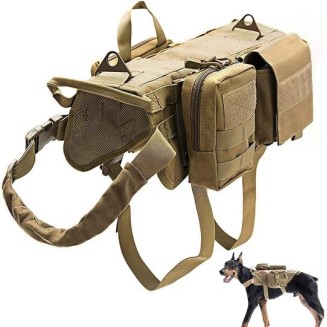 Tactical Dog Harness Adjustable Military K9 Harness Vest with 3 Detachable Pouches