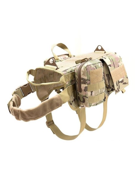 Tactical Dog Harness Adjustable Military K9 Harness Vest with 3 Detachable Pouches