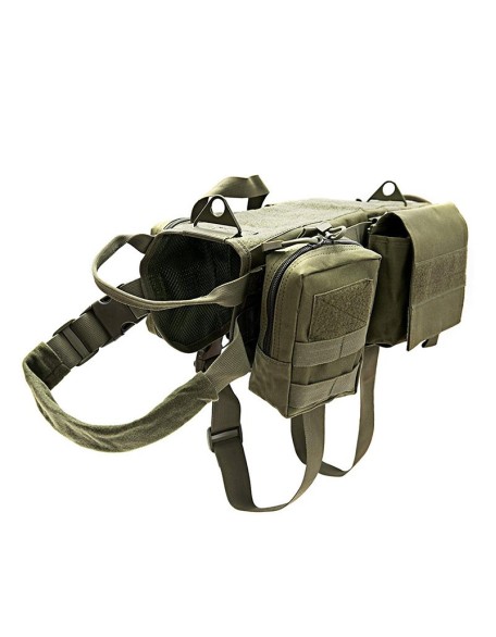 Tactical Dog Harness Adjustable Military K9 Harness Vest with 3 Detachable Pouches