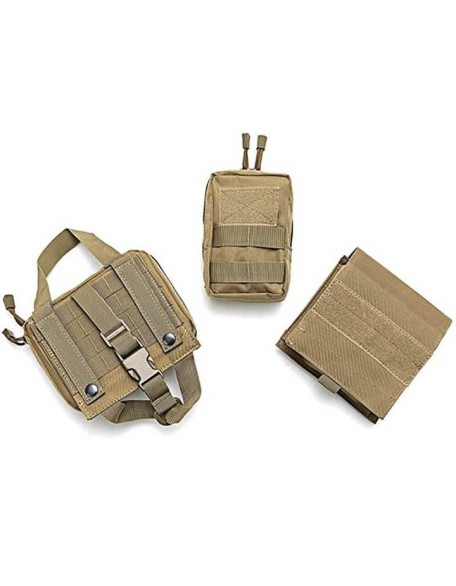 Tactical Dog Harness Adjustable Military K9 Harness Vest with 3 Detachable Pouches