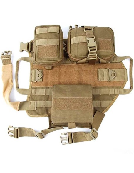 Tactical Dog Harness Adjustable Military K9 Harness Vest with 3 Detachable Pouches