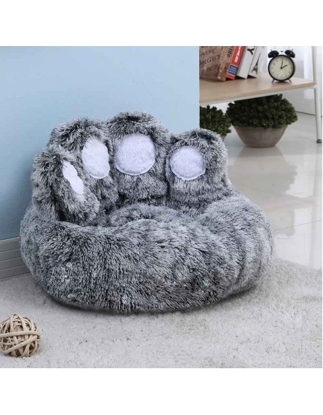 Bear Paw Calming Dog Bed Anti-Anxiety Paw Bed for Dogs Comfy Fur Donut