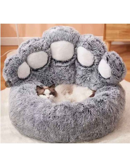 Bear Paw Calming Dog Bed Anti-Anxiety Paw Bed for Dogs Comfy Fur Donut