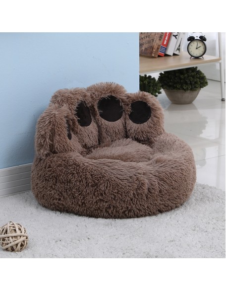 Bear Paw Calming Dog Bed Anti-Anxiety Paw Bed for Dogs Comfy Fur Donut