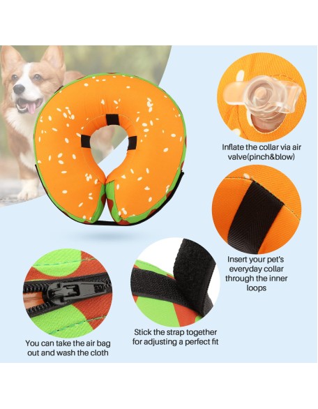 Recovery Collar for Dogs & Cats,Inflatable Dog Cone Collar