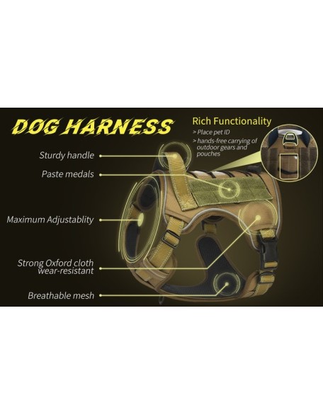 Military No Pull Tactical Dog Harness Vest