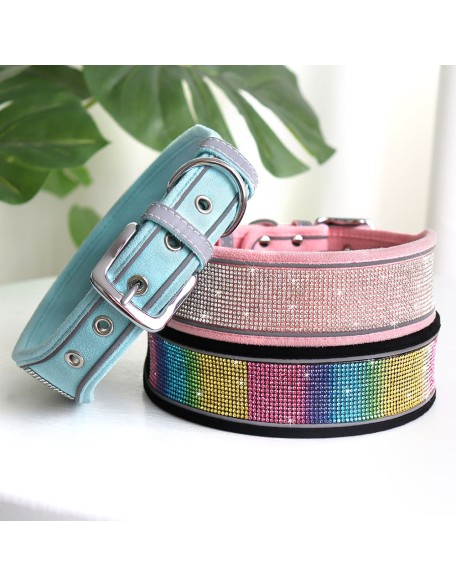 Crystal Reflective Rhinestone Bling Dog Collar