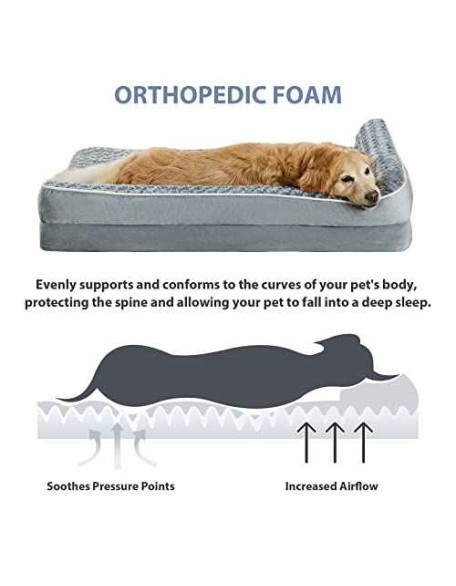 L-Shape Orthopedic Dog Beds for Large Dogs, Dog Bed with Removable Washable Cover