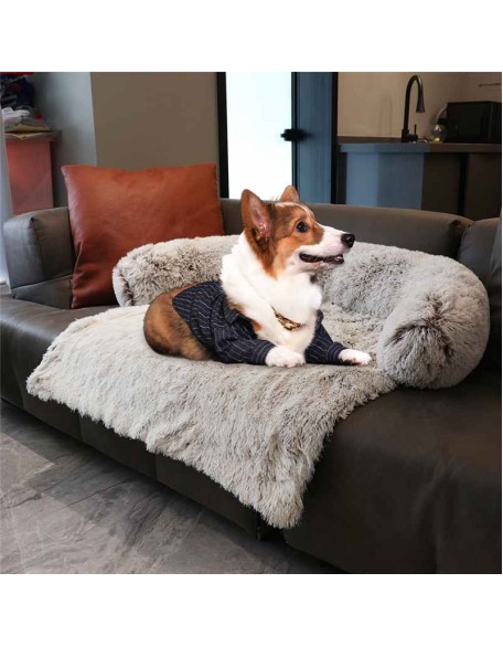 4 in 1 Comfy Pet Bed Calming Soft Faux Fur for Dogs Cats