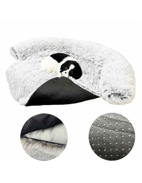 4 in 1 Comfy Pet Bed Calming Soft Faux Fur for Dogs Cats