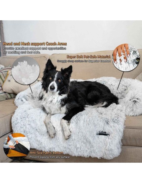 4 in 1 Comfy Pet Bed Calming Soft Faux Fur for Dogs Cats