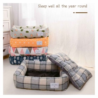 Pet Mat Square Grid Dog Cat Bed