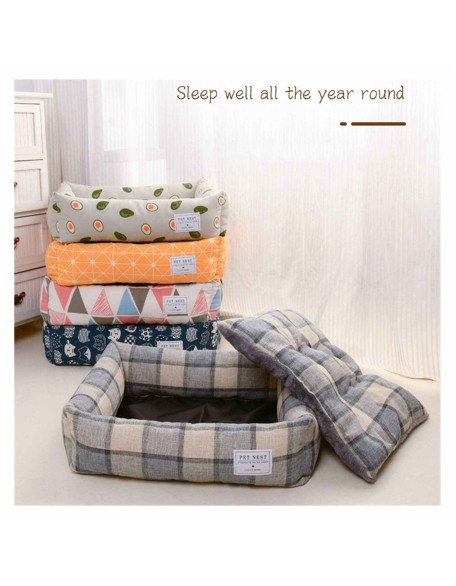 Pet Mat Square Grid Dog Cat Bed