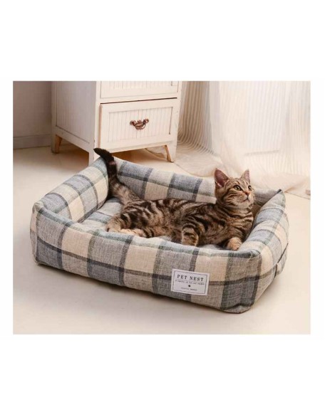 Pet Mat Square Grid Dog Cat Bed