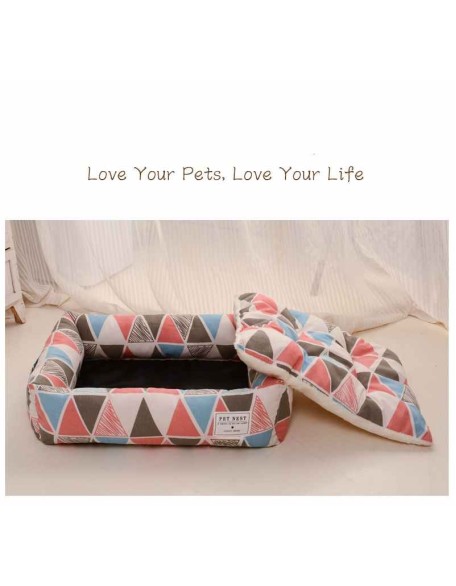 Pet Mat Square Grid Dog Cat Bed