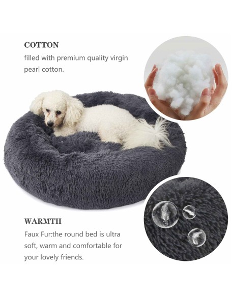 Calming Dog Bed - Anxiety Relieving Dog Bed, Anti-Anxiety Donut Pet Bed