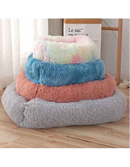 Plush Dog Bed, Calming Dog Bed -Plush Donut Cat & Dog Bed - Cosy Calming Pet Bed