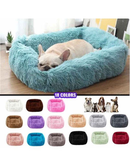 Plush Dog Bed, Super Soft Square Anti Anxiety Dog Bed