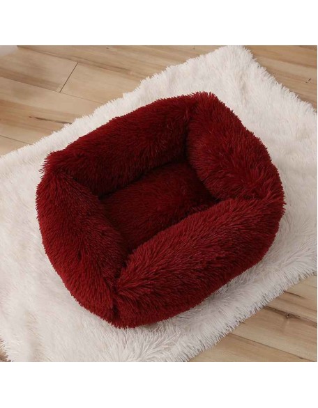 Plush Dog Bed, Super Soft Square Anti Anxiety Dog Bed