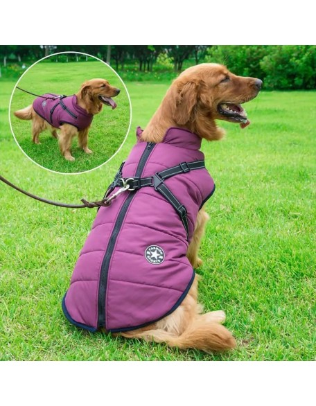 Dog Winter Jacket Coat With Harness, Waterproof Dog Winter Coat