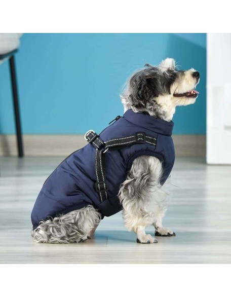 Waterproof Dog Fleece Coat, Integrated Adjustable Dog Harness, Fluffy Fleece Lining , Dog Coat, Winter Clothing for Dogs