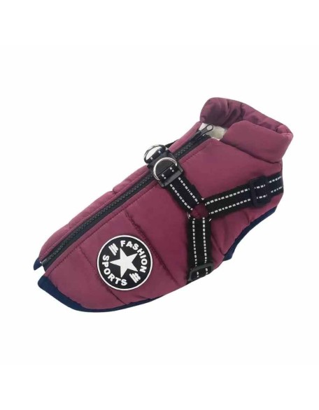 Waterproof Dog Fleece Coat, Integrated Adjustable Dog Harness, Fluffy Fleece Lining , Dog Coat, Winter Clothing for Dogs