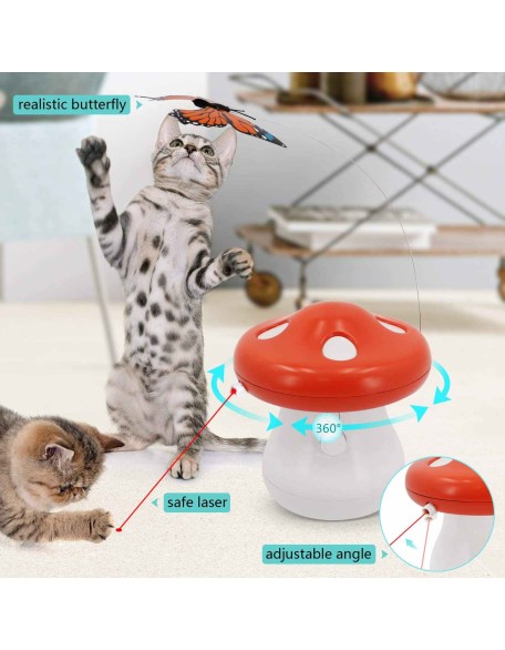 Interactive Cat Toys Laser,360 Degree Automatic Chasing Laser Realistic Fluttering Butterfly