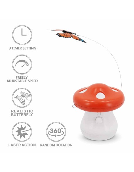 Interactive Cat Toys Laser,360 Degree Automatic Chasing Laser Realistic Fluttering Butterfly