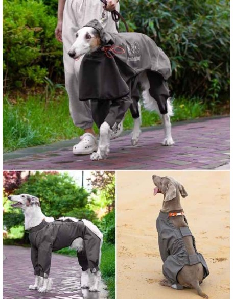 Fully Wrapped Reflective Dog Raincoat With Legs And Hood