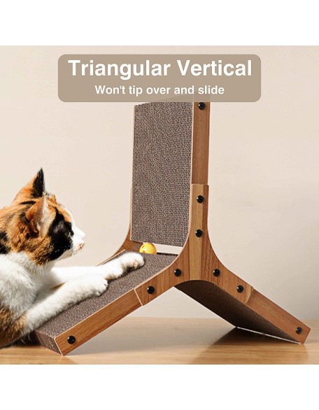 Cat Scratcher Pad, Cardboard Cat Scratcher with Cat Toys Ball Track for Indoor Cats and Kitten