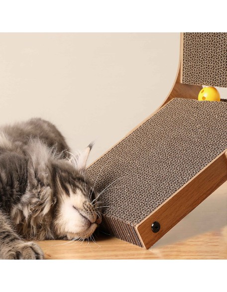 Cat Scratcher Pad, Cardboard Cat Scratcher with Cat Toys Ball Track for Indoor Cats and Kitten