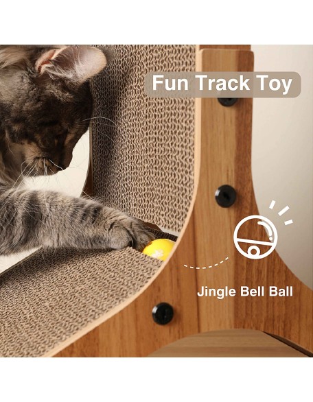 Cat Scratcher Pad, Cardboard Cat Scratcher with Cat Toys Ball Track for Indoor Cats and Kitten