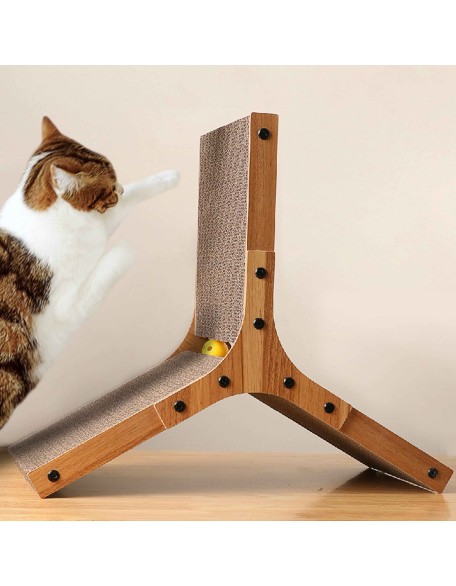 Cat Scratcher Pad, Cardboard Cat Scratcher with Cat Toys Ball Track for Indoor Cats and Kitten