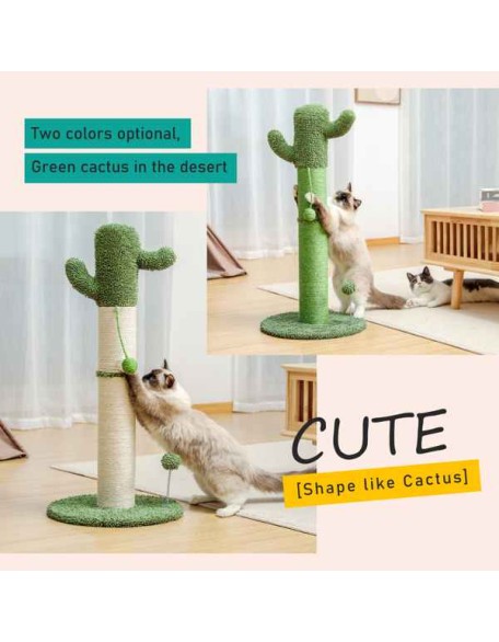 Cactus Cat Tree Cat Scratcher with Sisal Scratching Post and Interactive Dangling Ball For Indoor Cats