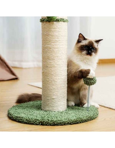 Cactus Cat Tree Cat Scratcher with Sisal Scratching Post and Interactive Dangling Ball For Indoor Cats