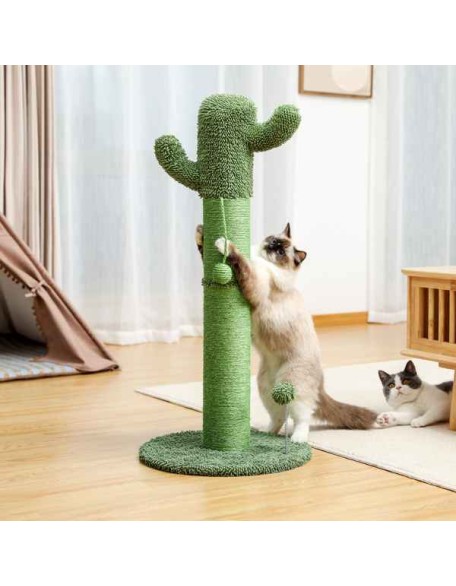 Cactus Cat Tree Cat Scratcher with Sisal Scratching Post and Interactive Dangling Ball For Indoor Cats