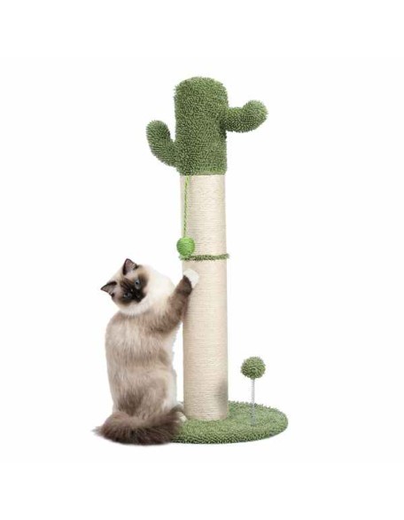 Cactus Cat Tree Cat Scratcher with Sisal Scratching Post and Interactive Dangling Ball For Indoor Cats