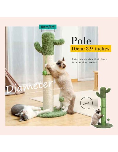 Cactus Cat Tree Cat Scratcher with Sisal Scratching Post and Interactive Dangling Ball For Indoor Cats