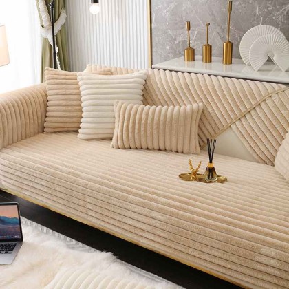 Striped Thickened Plush Non-slip Couch Cover