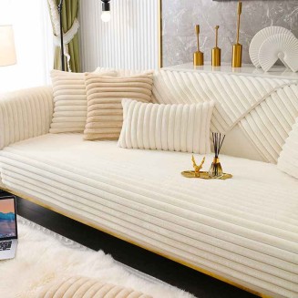 Striped Thickened Plush Non-slip Couch Cover