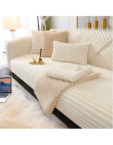 Striped Thickened Plush Non-slip Couch Cover