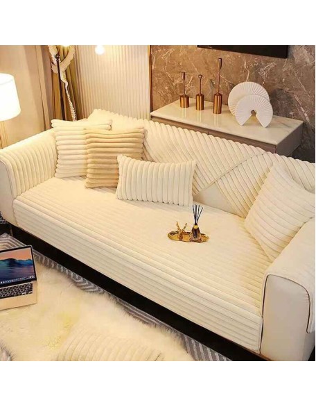 Striped Thickened Plush Non-slip Couch Cover