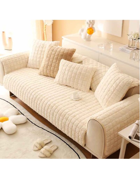 Striped Thickened Plush Non-slip Couch Cover