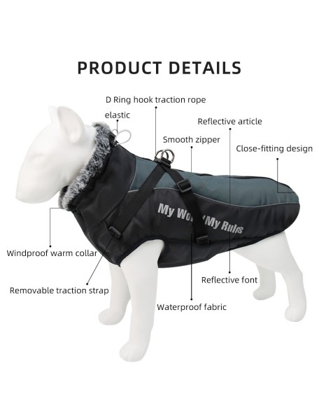 Waterproof Dog Jacket Harness for Cold Weather