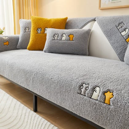 Cat Paw Embroidered Sofa Towel, Cartoon Cute Sofa Cover Blanket