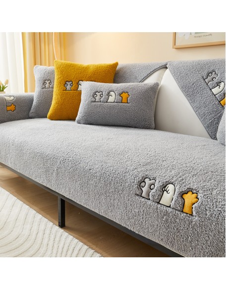 Cat Paw Embroidered Sofa Towel, Cartoon Cute Sofa Cover Blanket